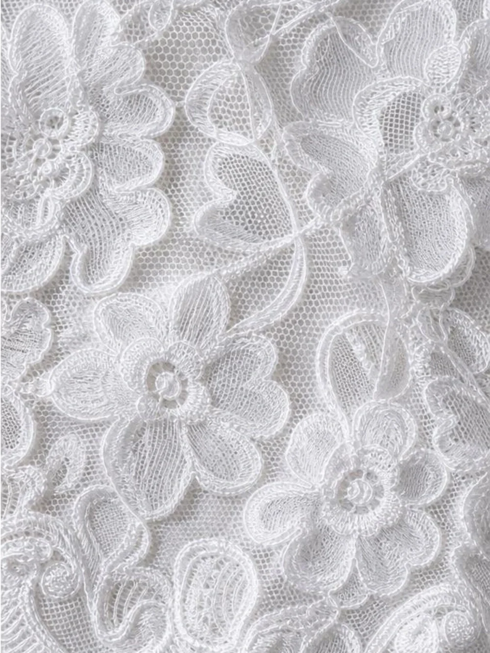 White Floral Lace Robe Ruffle Trim Sheer Short Sleeve Bridal Lingerie Romance OS